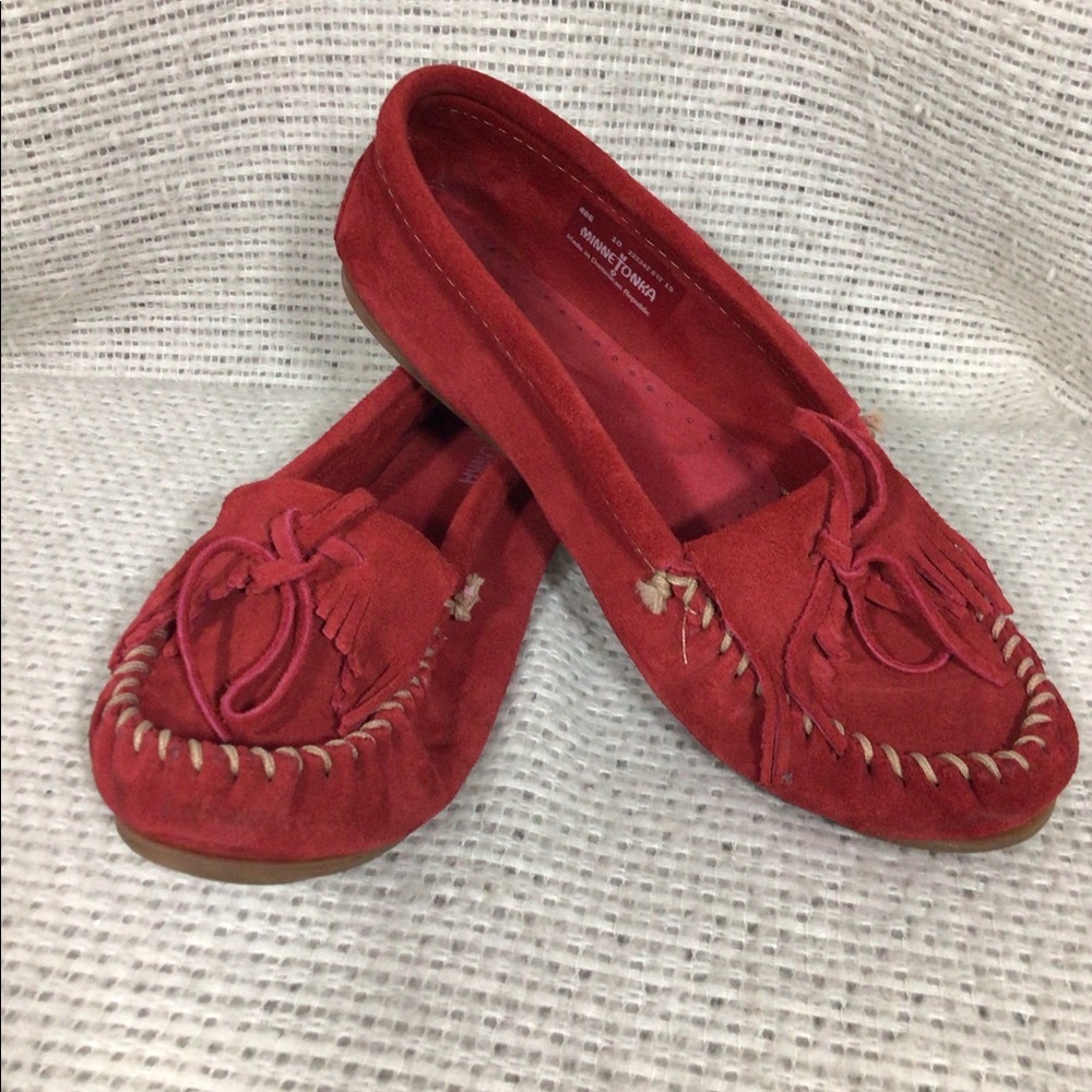 Moccasin Red 10 Slip On Flats Euc Gem